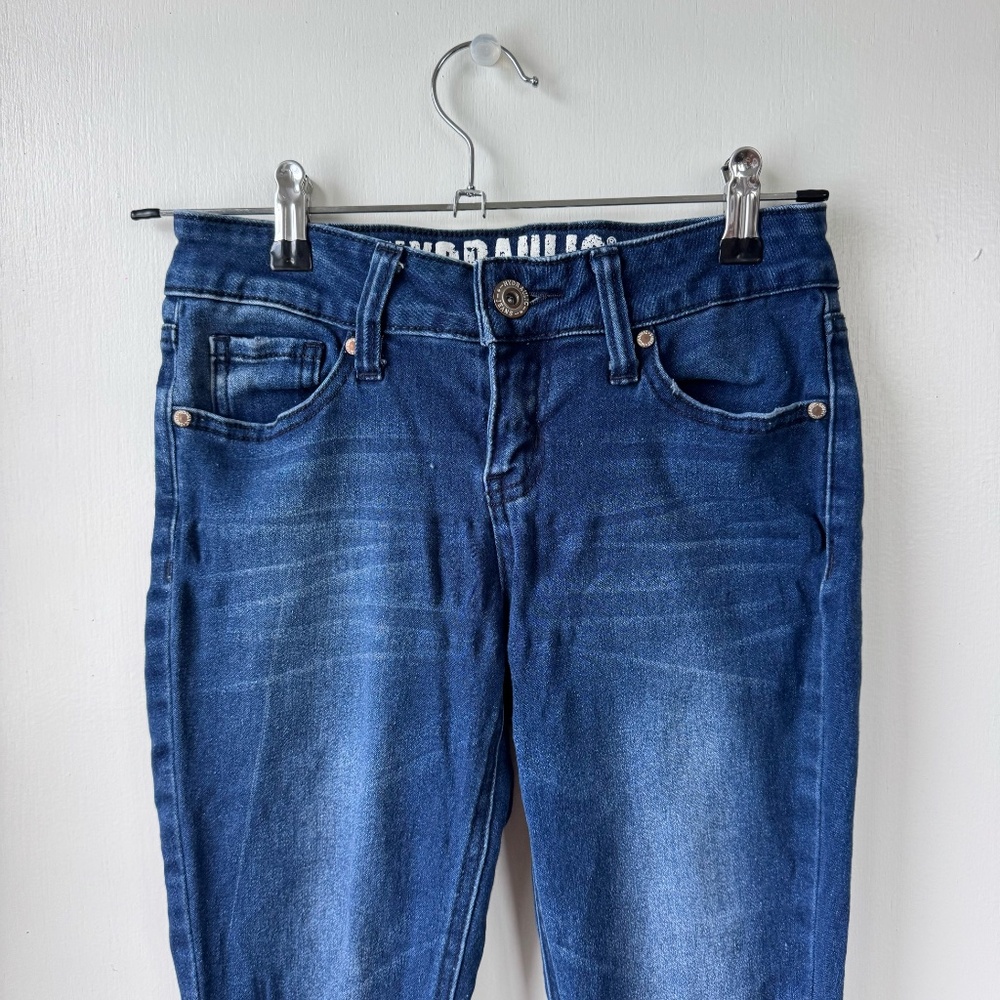 Hydraulic deep blue jeans women size 1/2 shown from multiple angles to show true - Picture 3 of 9
